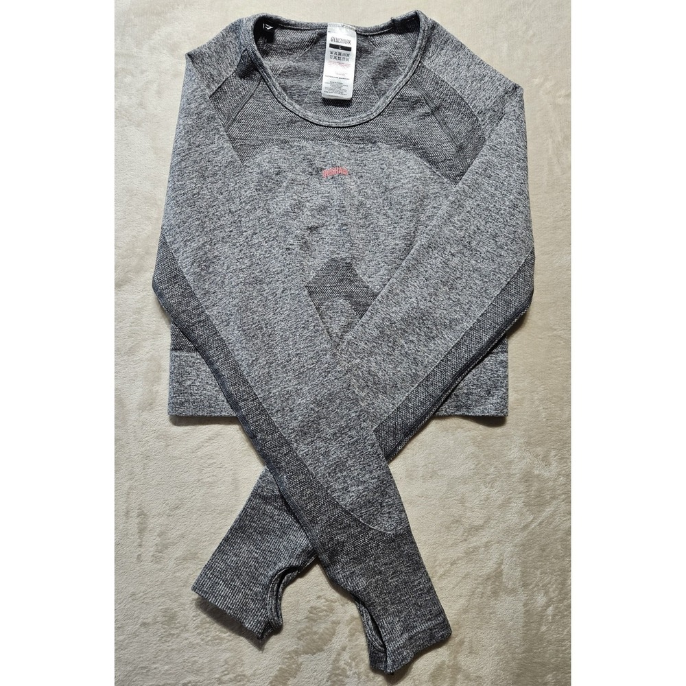 Gymshark Womens Large Seamless Long Sleeve Cropped Workout Athletic Shirt